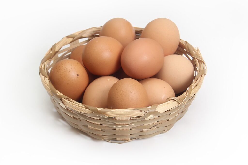 egg, basket, food